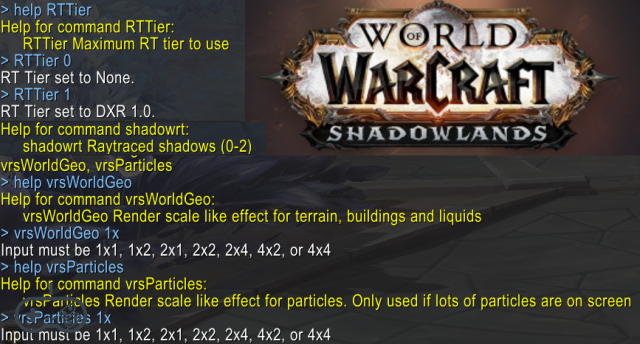 World of Warcraft Shadowlands prendra en charge le lancer de rayons et VRS