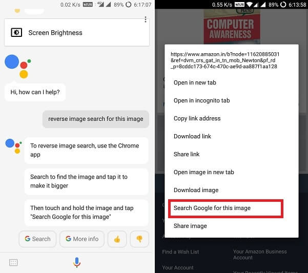 Search for images with reverse search on Android