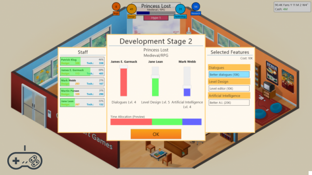 Desenvolvedores por jogo na análise do Game Dev Tycoon